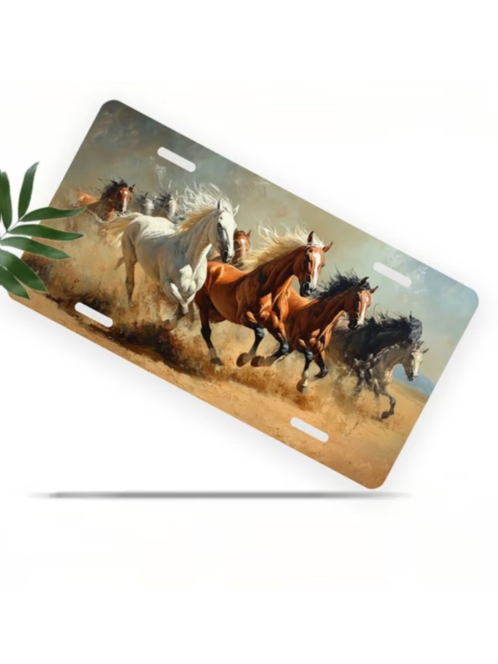 License Plate, Galloping horse Decorative Front,Personalized Stainless Steel Lic